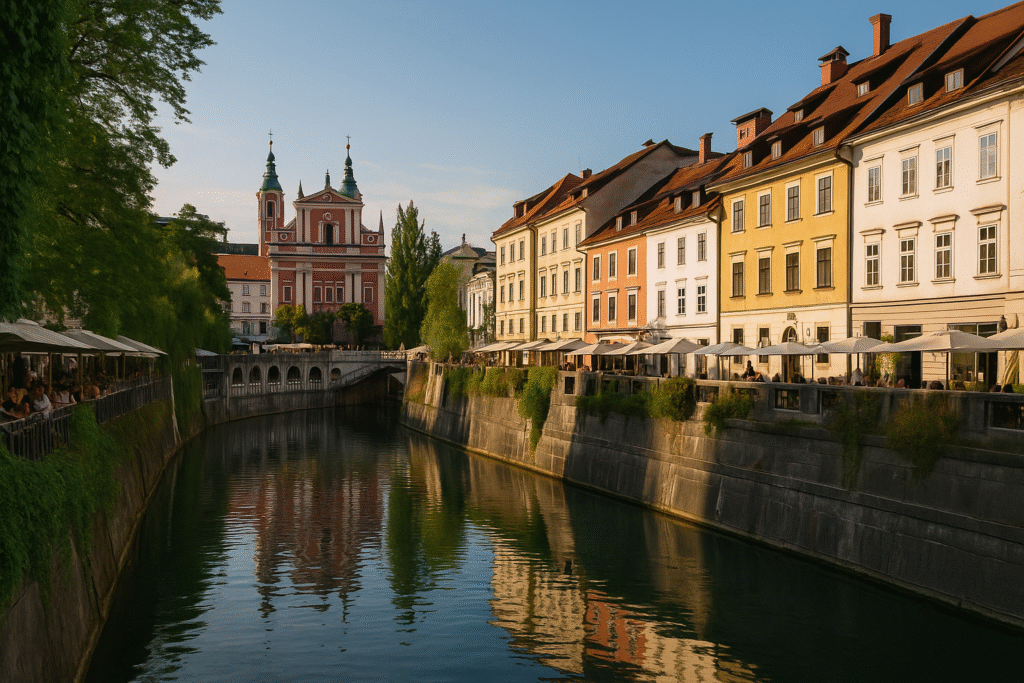 Slovenia itinerary – Ljubljana Old Town sunset view
