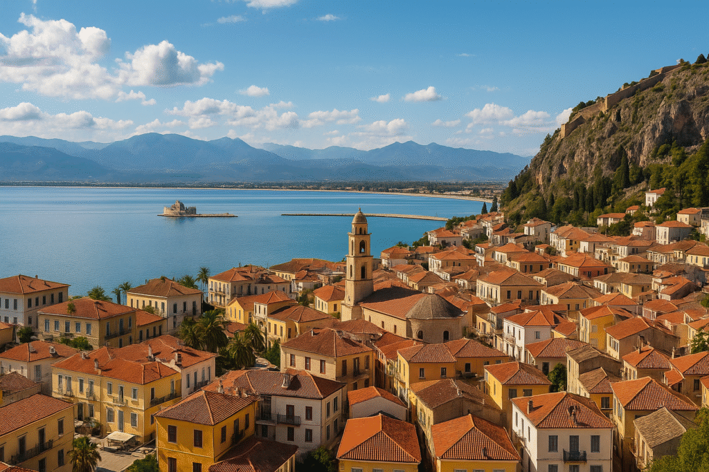 Nafplio Travel Guide – Panoramic view from Palamidi Fortress over Nafplio town