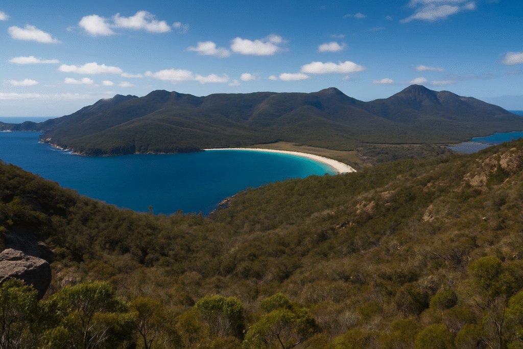 Wineglass Bay from lookout in Freycinet National Park – Tasmania 3 Day Itinerary