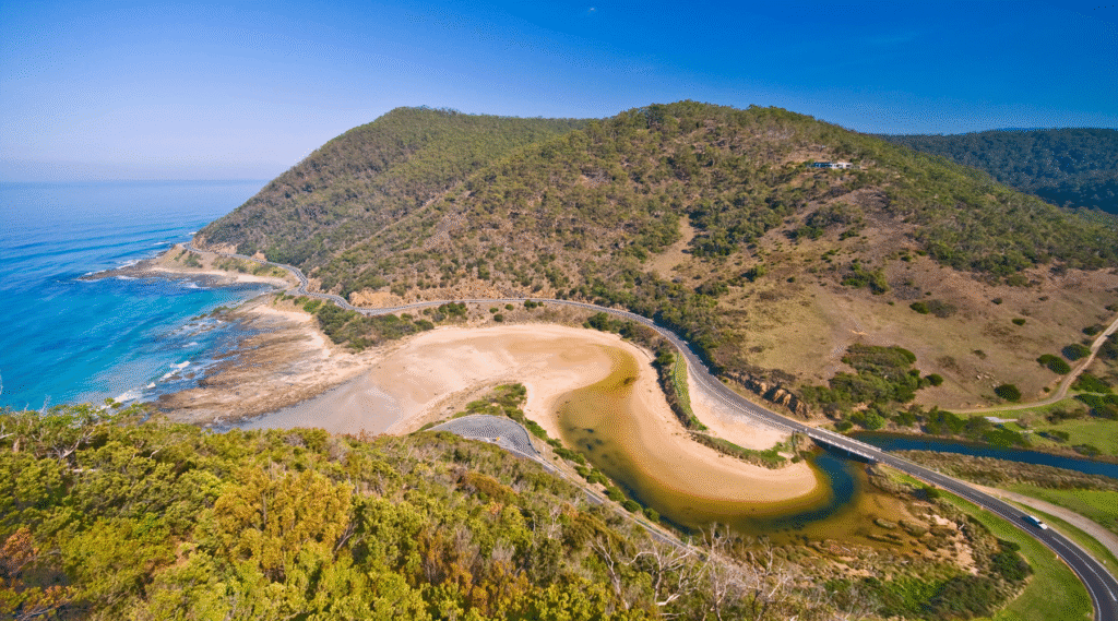 Teddy’s Lookout in Lorne overlooking the winding Great Ocean Road – a scenic hidden gem Great Ocean Road.
