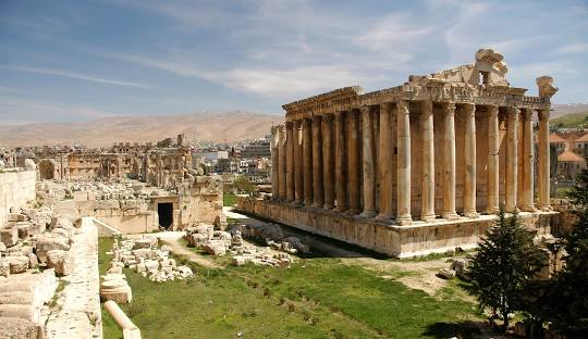 Group of tourists exploring Baalbek Roman ruins – best group tour itinerary in Lebanon for 2025