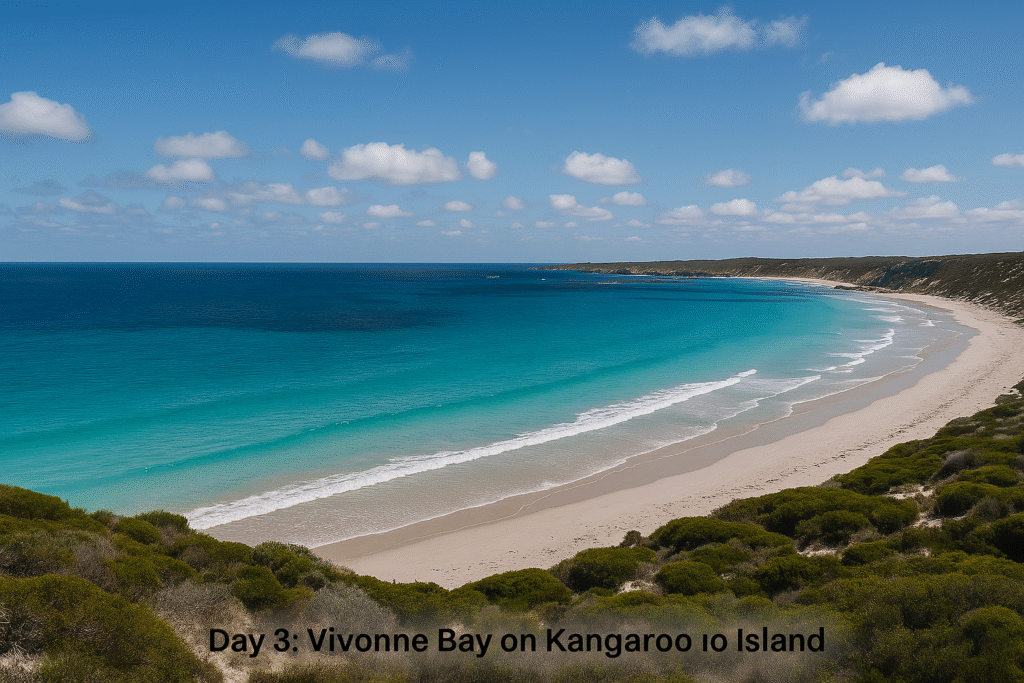 A wide scenic view of Remarkable Rocks in Flinders Chase National Park, perched above the Southern Ocean cliffs — a dramatic finale to the 3 day Adelaide to Kangaroo Island itinerary.