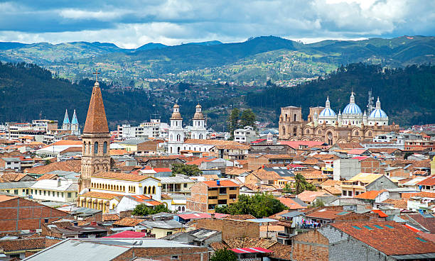 Cuenca Ecuador travel guide - blue domes of New Cathedral rising above historic city center