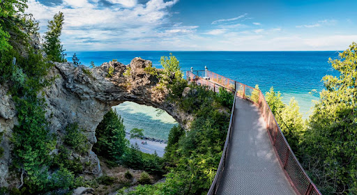 Mackinac Island Travel Guide – Stunning view of Arch Rock overlooking Lake Huron