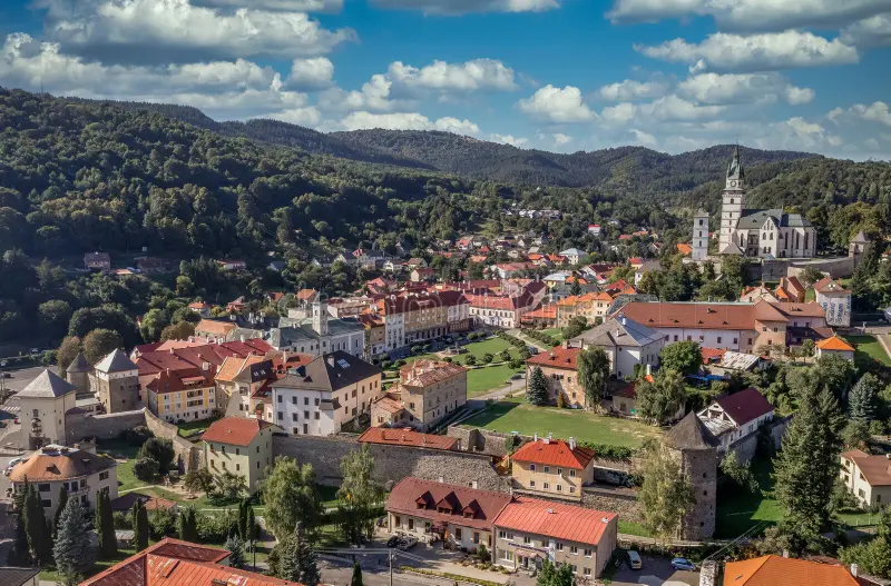 Kremnica 5 Day Itinerary showcasing the charming medieval town streets and mountain views